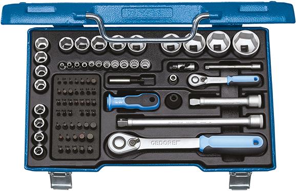 Produktbild von GEDORE Steckschlüssel-Garnitur 1/4"+1/2" 19V20U-20 81-teilig 1550691 4010886816455