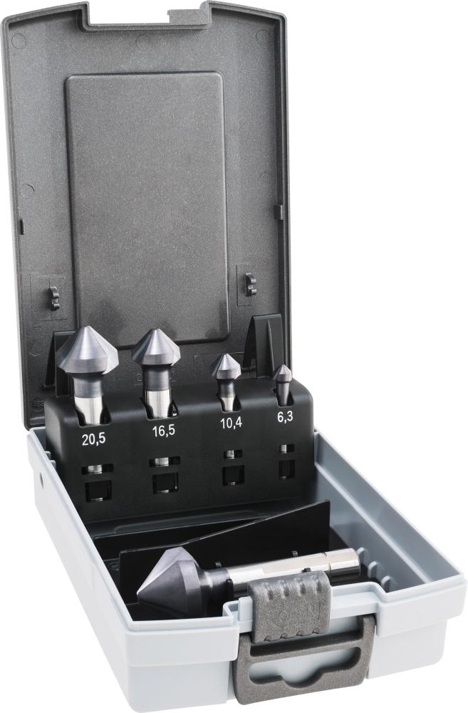 Produktbild von MAYKESTAG Kegelsenker-Satz ungleich geteilt 3-Flächenschaft HSS-E 6,30-25 90G Alu 238700005100 9002741215355