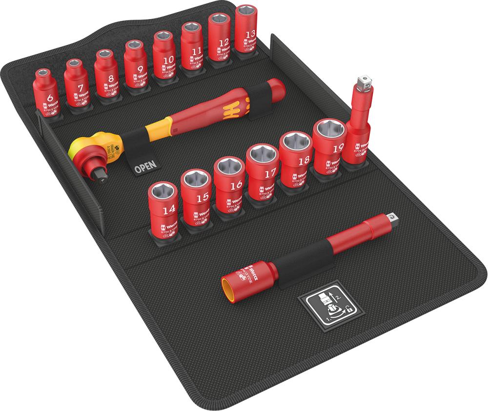 Produktbild von Wera Steckschlüssel-Garnitur 3/8" Zyklop VDE 17-teilig 5004970001 4013288190970