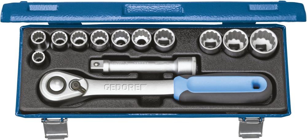 Produktbild von GEDORE Steckschlüssel-Garnitur 1/2" D19 KMU-20 13-teilig 2545829 4010886930236