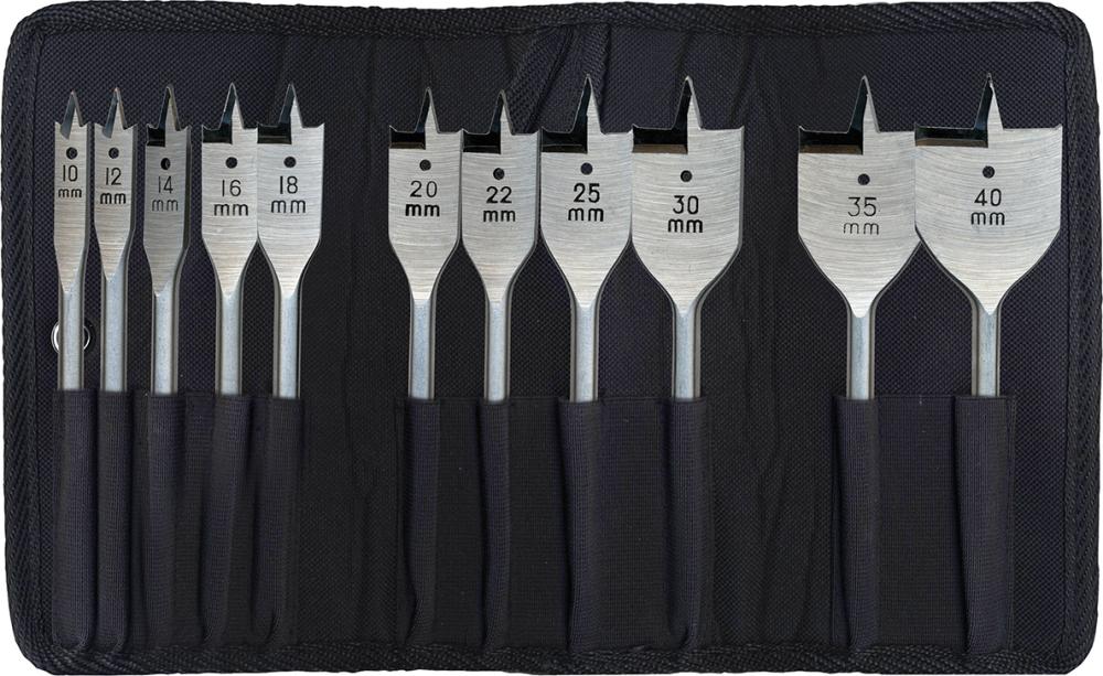 Produktbild von Heller Tools Flachfräsbohrersatz Quick 11-teilig Rolltasche 26508D 4010159265089