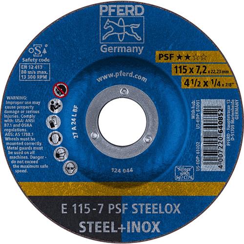 Produktbild von PFERD Schruppscheibe gekröpft PSFSTEELOX 115x7mm 62011640 4007220640852