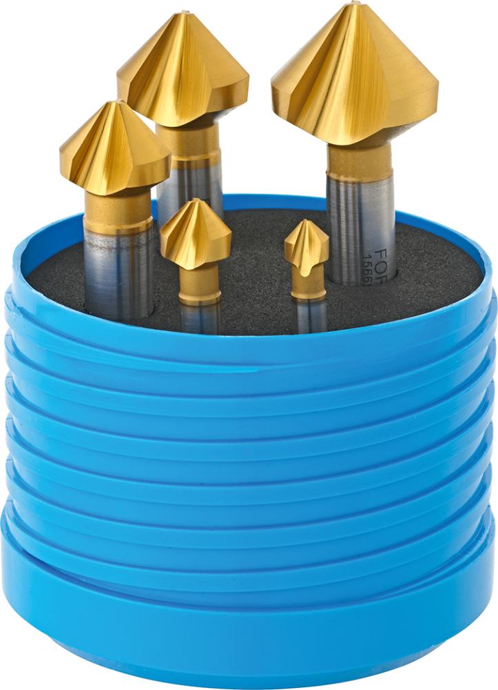 Produktbild von FORUM Kegelsenker-Satz D335C HSS TiN 6,3-25,0mm 90G 5-teilig 4212213110 4317784951357