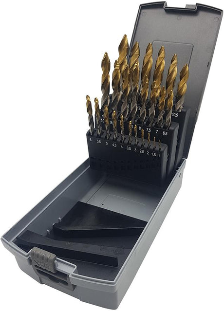 Produktbild von FORUM Spiralbohrer-Set DIN338 HSS mit Stufenbohrerspitze 1,0-10,0 0,5mm steigend 19 4210535200 4317784970518