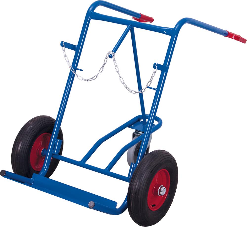 Produktbild von VarioFit Stahlflaschenkarre 150 kg 2x40-50 l Luft Stütz-Lenkrolle FK-1303 4035694003477