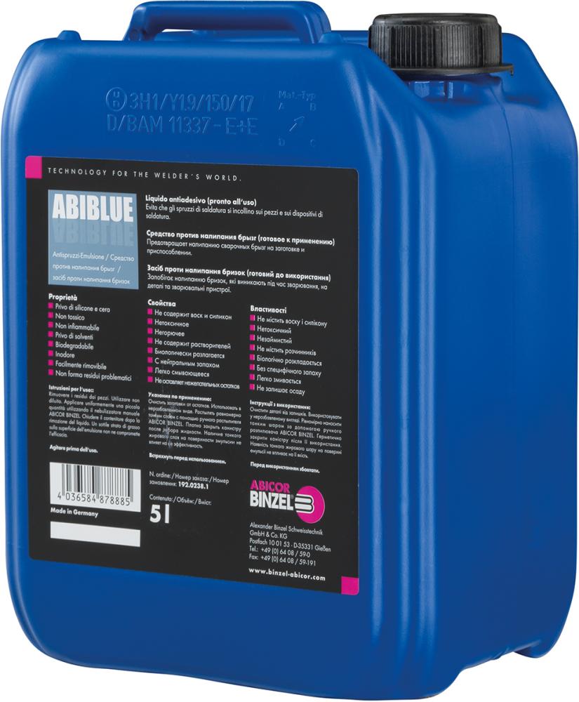 Produktbild von Abicor Binzel ABIBLUE AntiSpri Emulsion Kanister 5L 192.0238.1 4036584878885