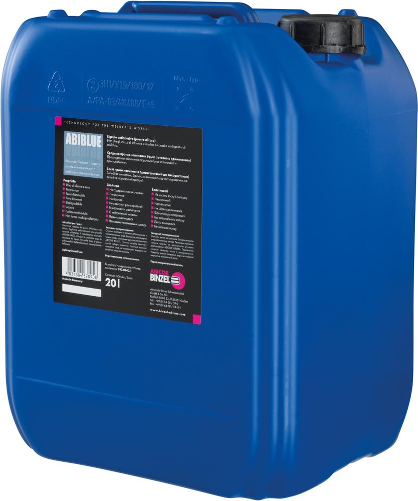 Produktbild von Abicor Binzel ABIBLUE AntiSpri Emulsion Kanister 20L 192.0240.1 4036584878908