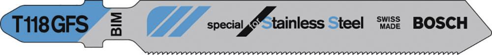 Produktbild von BOSCH Stichsägeblatt T 118 GFS VE à 5 Stück Basic for Stainless Steel 2608636496 3165140451840