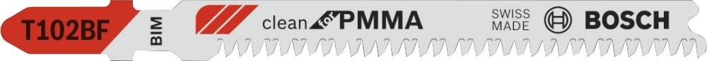 Produktbild von BOSCH Stichsägeblatt T 102 BF VE à 5 Stück Clean for PMMA 2608636781 3165140691598