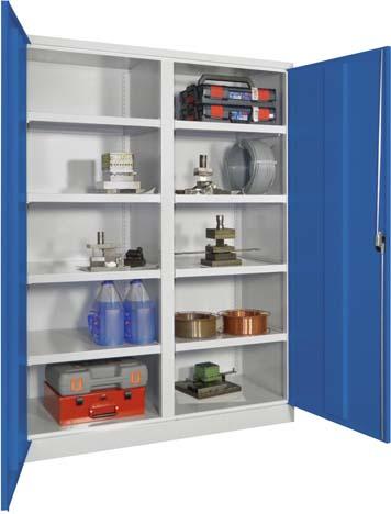 Produktbild von PAVOY Schwerlastschrank mit Türen B1470xT630xH1950 mm 8 Böden RAL 7035/50 36364-147-024-735512 4055479859983