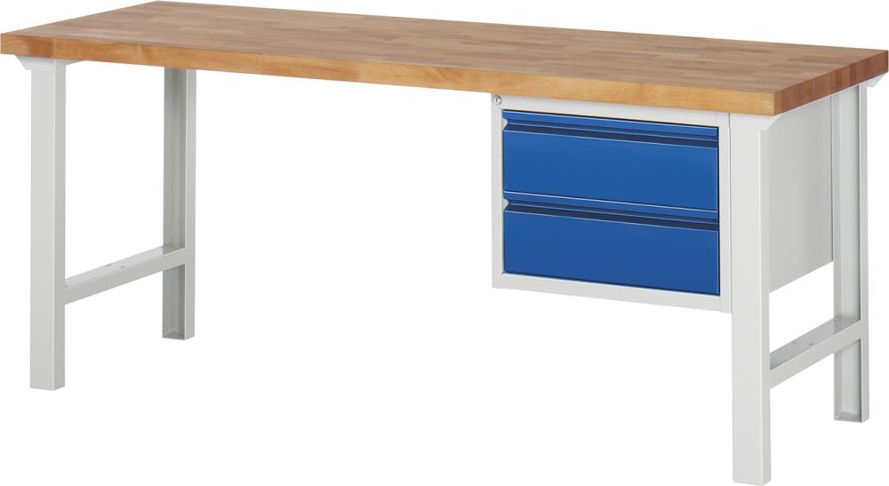 Produktbild von Rau Werkbank Basic B2000xT700xH840mm RAL 7035/5010 BMP: 40mm 2 Schubladen 03-7125I1-207R4S.11 4040376125606