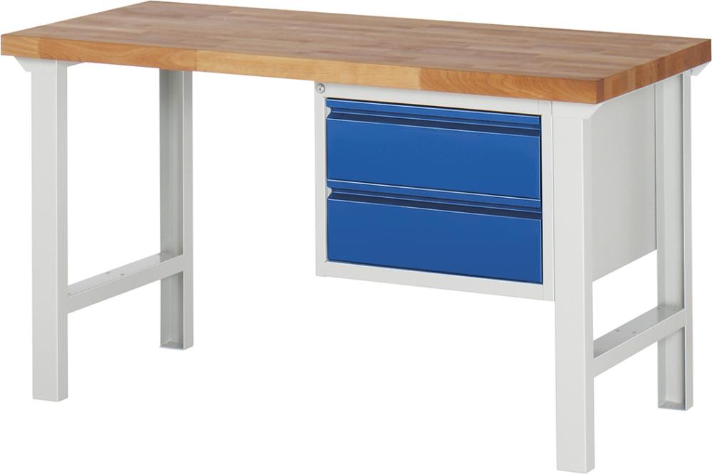 Produktbild von Rau Werkbank Basic B1500xT700xH840mm RAL 7035/5010 BMP: 40mm 2 Schubladen 03-7125I1-157R4S.11 4040376126603