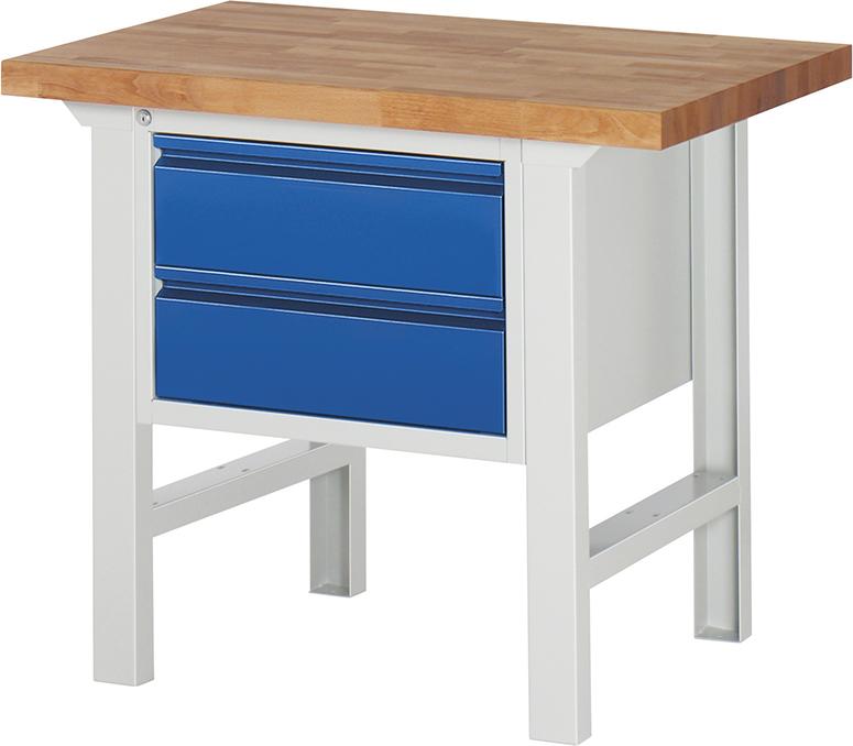 Produktbild von Rau Werkbank Basic B1000xT700xH840mm RAL 7035/5010 BMP: 40mm 2 Schubladen 03-7125I1-107R4S.11 4040376142801