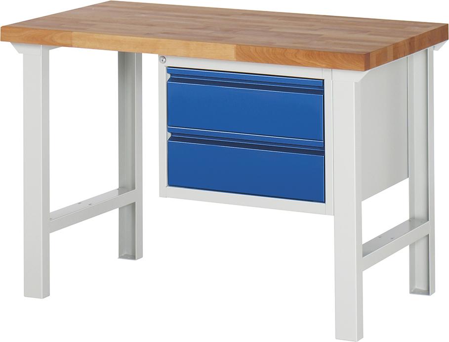 Produktbild von Rau Werkbank Basic B1250xT700xH840mm RAL 7035/5010 BMP: 40mm 2 Schubladen 03-7125I1-127R4S.11 4040376167514