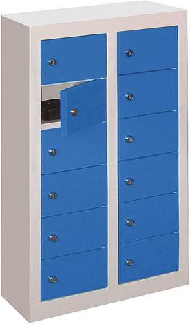 Produktbild von PAVOY Kleinfach-Wandschrank H815xB460xT200 mm 2x6 Fächer RAL 7035/5012 Tü 21228-046-106-735512 4055955044148