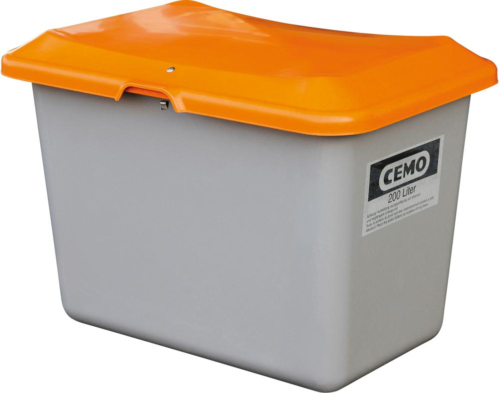 Produktbild von CEMO Streugutbehälter 100 l B890xT600xH340 mm ohne Entnahmeöffnung grau/orange 10564 4052886333792