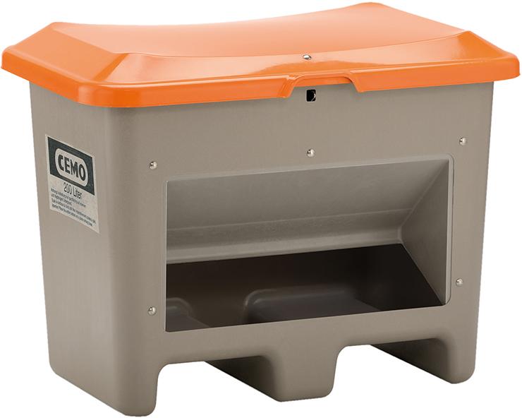 Produktbild von CEMO Streugutbehälter 200 l B890xT600xH640 mm mit Entnahmeöffnung grau/orange 10568 4052886333853