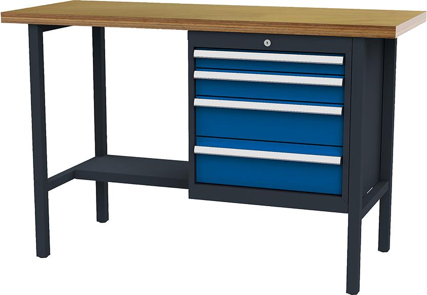 Produktbild von FORUM Kastenwerkbank B1500mm 4 Schubladen RAL 7016/5010 4260612300 4317784947220