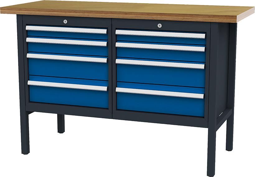 Produktbild von FORUM Kastenwerkbank B1500mm 8 Schubladen RAL 7016/5010 4260612027 4317784947244