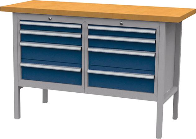Produktbild von FORUM Kastenwerkbank B1500mm 8 Schubladen RAL 7035/5010 4260612030 4317784947251