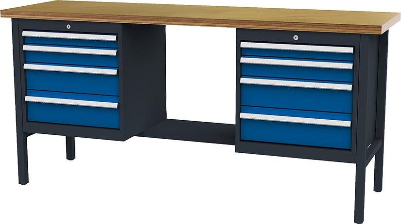 Produktbild von FORUM Kastenwerkbank B2000mm 8 Schubladen RAL 7016/5010 4260612045 4317784947268