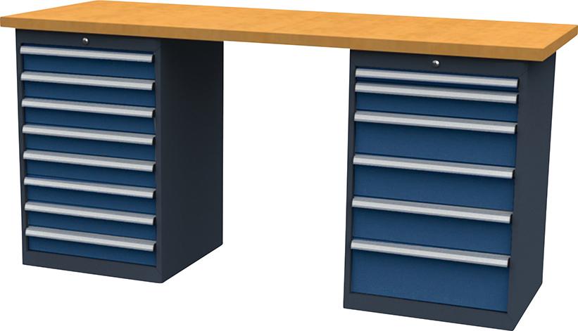 Produktbild von FORUM Reihenwerkbank B2000mm 14 Schubladen RAL 7016/5010 4260612212 4317784947367