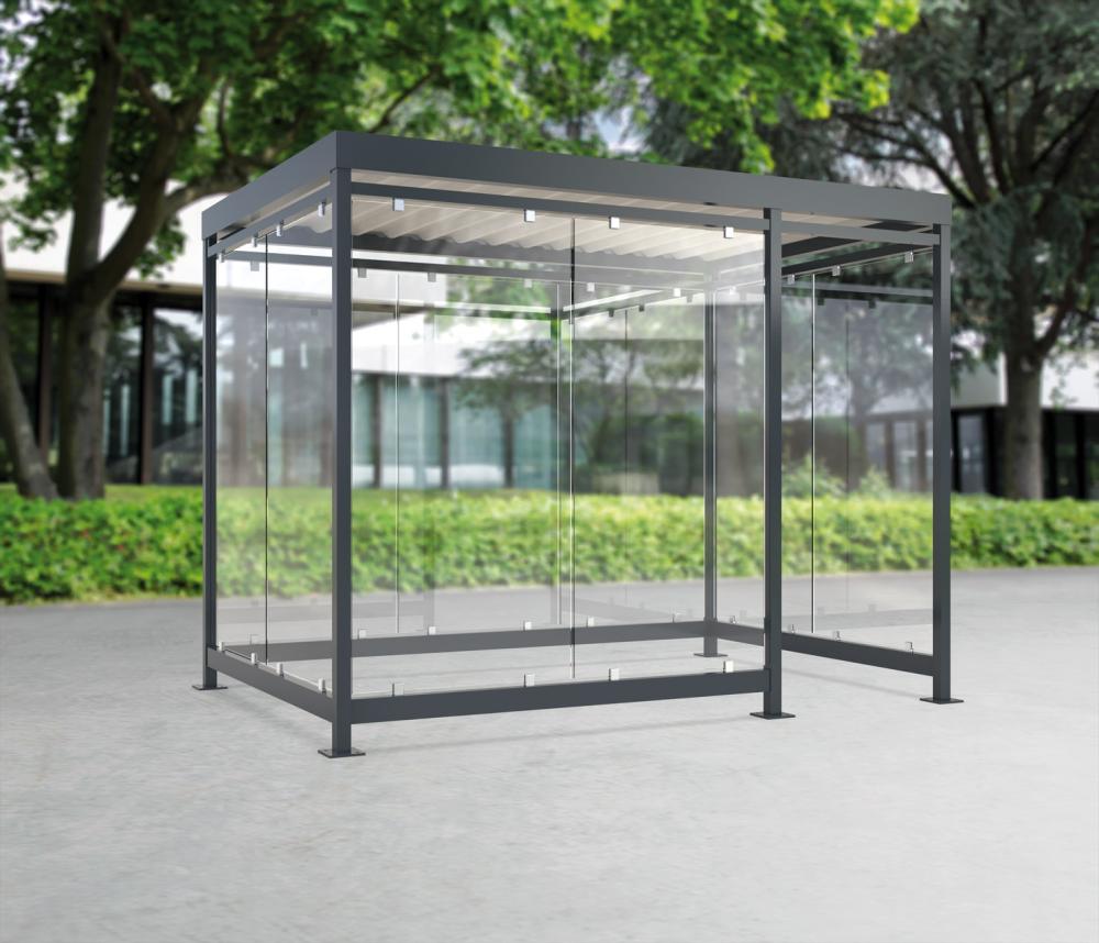 Produktbild von WSM Raucherunterstand Köln K3 d/b RAL 7016/9002 B3180xT2165xH2510 mm 102000676 4250366528410