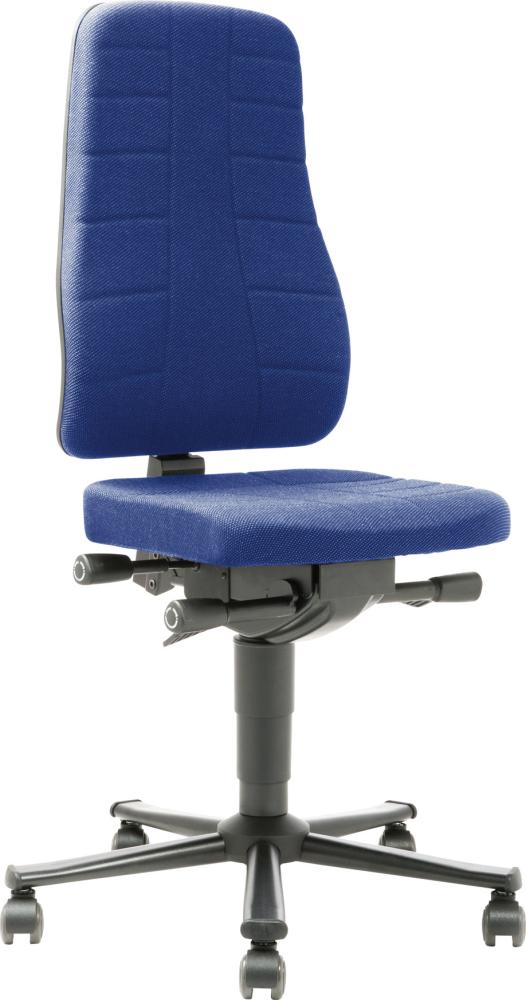 Produktbild von BIMOS Arbeitsstuhl 9643-6802 All-In-One 2 Sitzhöhe 450-600 mm mit Rollen Stoff blau 4367008240 4016849442938