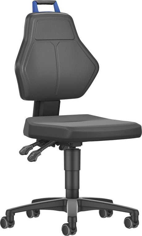 Produktbild von FORUM Arbeitsstuhl mit Rollen Integralschaum-blauer Griff 4260612430 4317784968133