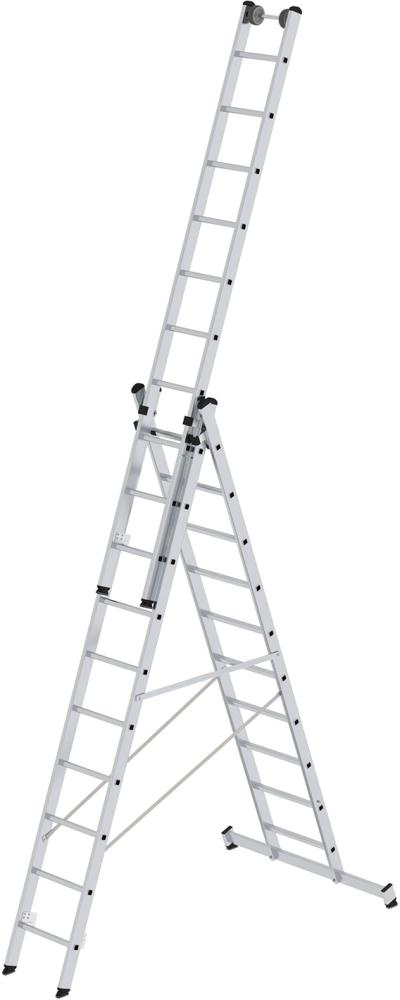 Produktbild von Günzburger Alu-Mehrzweckleiter 3x10 Sprossen Leiterlänge 3,00 m Arbeitshöhe bis 8,00 m 33310 4031405333109