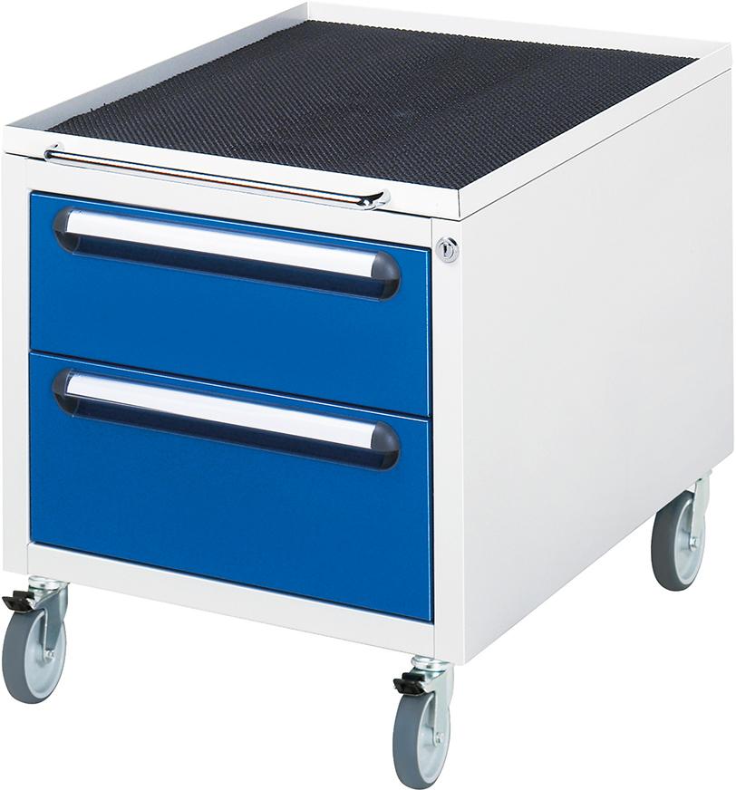 Produktbild von Rau Roll-Container B480xT600xH540mm RAL 7035/5010 2 Schubladen E-US-2-2A-M.11 4040376367143