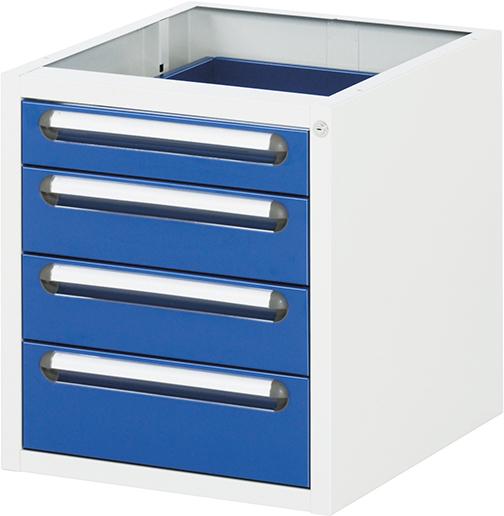 Produktbild von Rau Unterbau-Container B480xT600xH545mm RAL 7035/5010 4 Schubladen E-US-3-4A.11 4040376864031