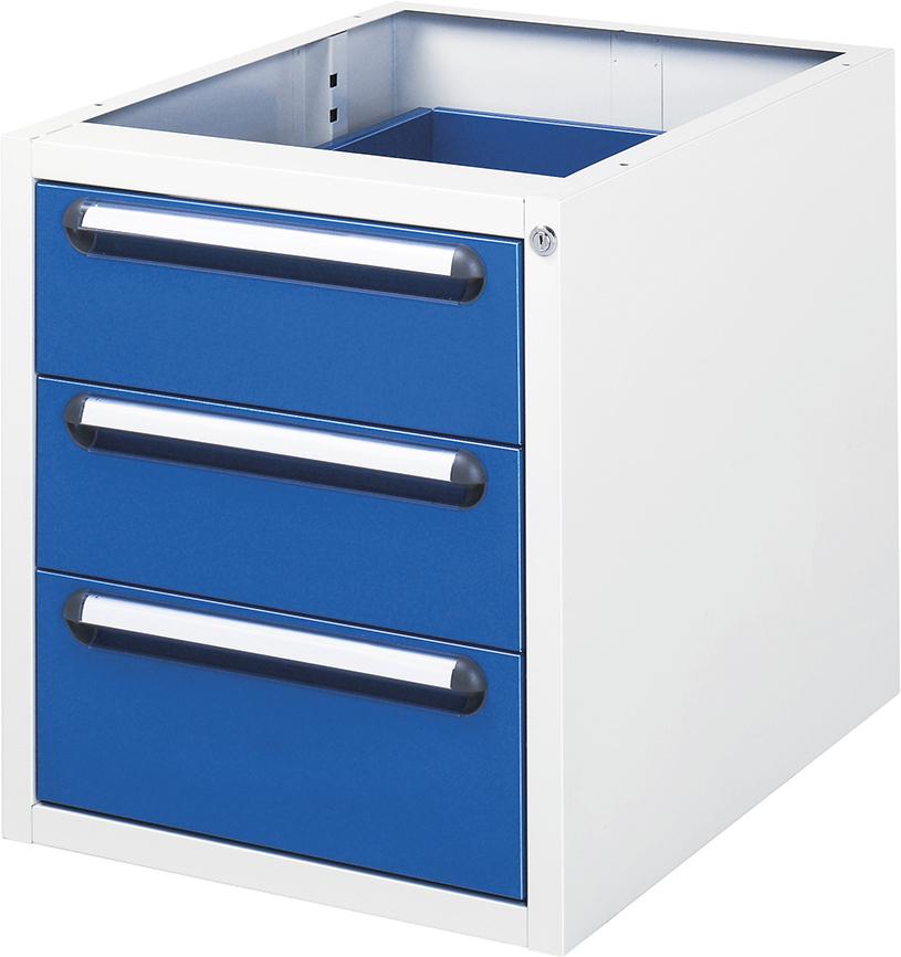 Produktbild von Rau Unterbau-Container B480xT600xH545mm RAL 7035/5010 3 Schubladen E-US-3-3A.11 4040376897732