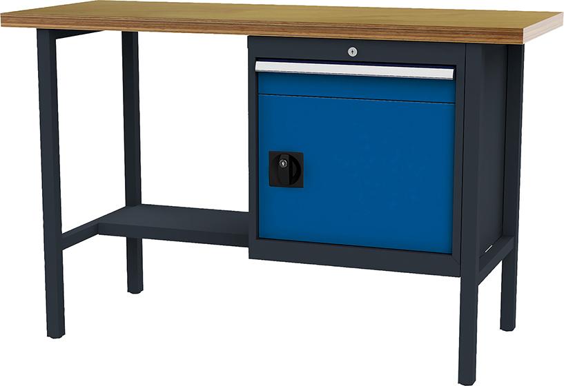Produktbild von FORUM Kastenwerkbank B1500mm 1 Schublade 1 Tür RAL 7016/5010 4260612003 4317784968904