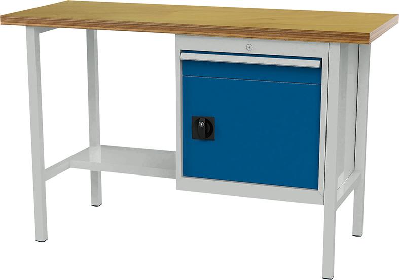 Produktbild von FORUM Kastenwerkbank B1500mm 1 Schublade 1 Tür RAL 7035/5010 4260612006 4317784968911