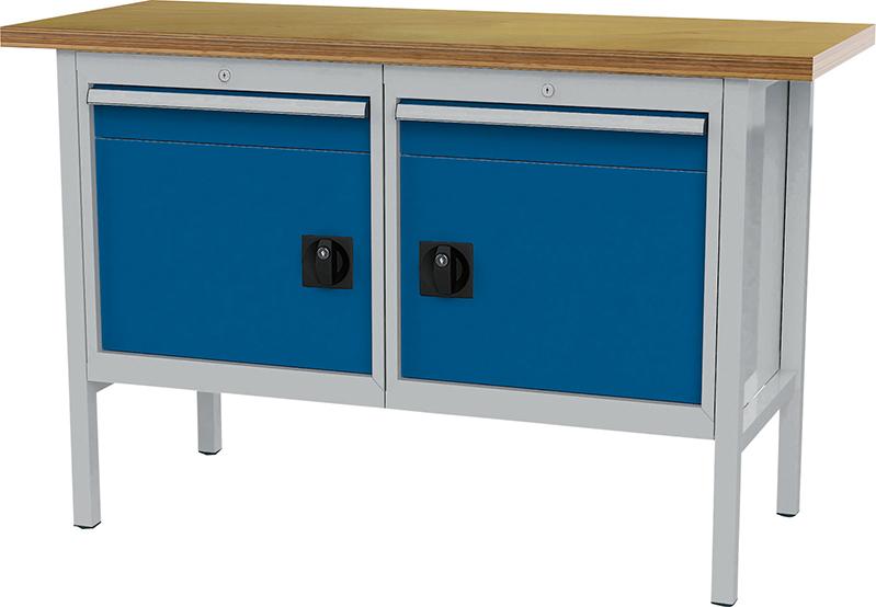 Produktbild von FORUM Kastenwerkbank B1500mm 2 Schubladen 2 Türen RAL 7035/5010 4260612018 4317784968959