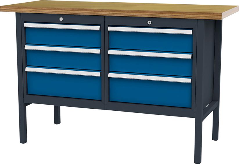 Produktbild von FORUM Kastenwerkbank B1500mm 6 Schubladen RAL 7016/5010 4260612021 4317784968966