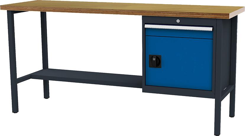 Produktbild von FORUM Kastenwerkbank B2000mm 1 Schublade 1 Tür RAL 7016/5010 4260612033 4317784969017