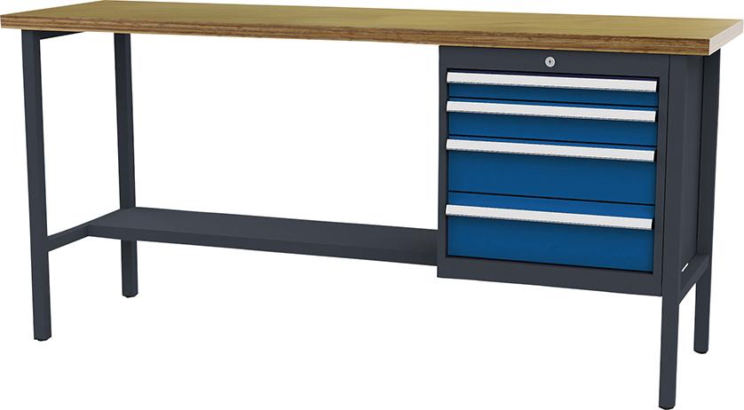 Produktbild von FORUM Kastenwerkbank B2000mm 4 Schubladen RAL 7016/5010 4260612039 4317784969031