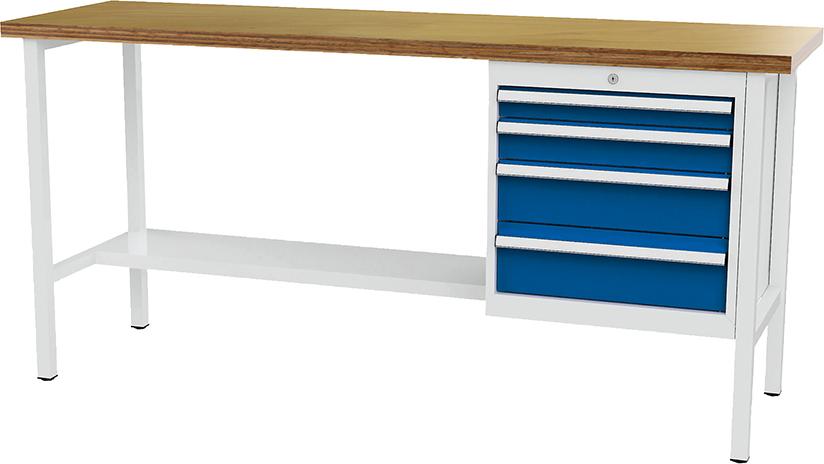 Produktbild von FORUM Kastenwerkbank B2000mm 4 Schubladen RAL 7035/5010 4260612042 4317784969048