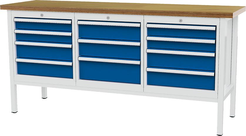Produktbild von FORUM Kastenwerkbank B2000mm 11 Schubladen RAL 7035/5010 4260612060 4317784969062