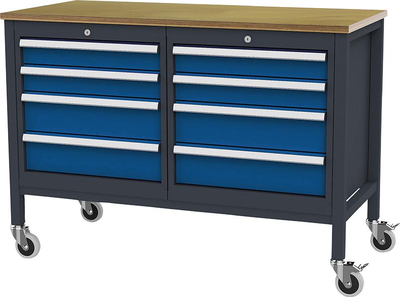 Produktbild von FORUM Kastenwerkbank mobil B1300mm 8 Schubladen RAL 7016/5010 4260612274 4317784969185