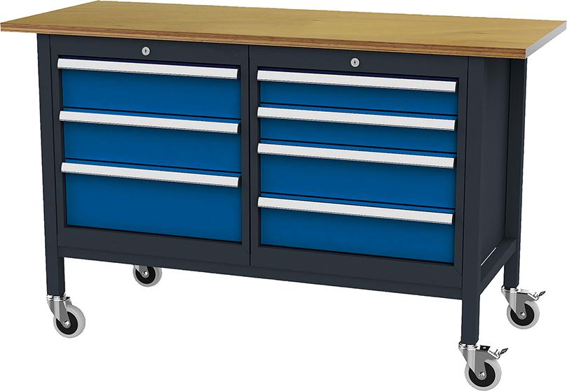 Produktbild von FORUM Kastenwerkbank mobil B1500mm 7 Schubladen RAL 7016/5010 4260612280 4317784969208