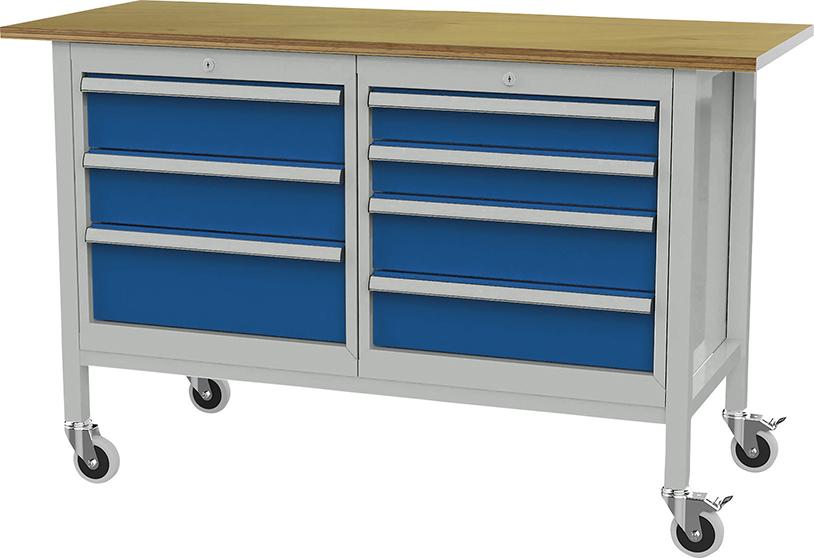Produktbild von FORUM Kastenwerkbank mobil B1500mm 7 Schubladen RAL 7035/5010 4260612283 4317784969215
