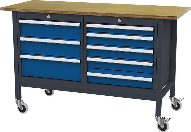 Produktbild von FORUM Kastenwerkbank mobil B1500mm 8 Schubladen RAL 7016/5010 4260612286 4317784969222