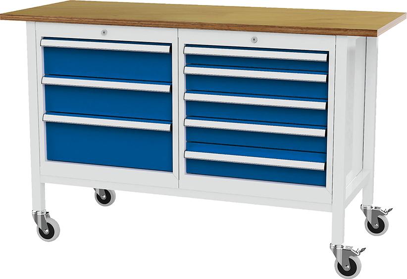 Produktbild von FORUM Kastenwerkbank mobil B1500mm 8 Schubladen RAL 7035/5010 4260612289 4317784969239