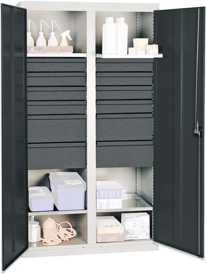 Produktbild von Stumpf Werkzeugschrank S3000 RAL 7035/7016 2 Abteilungen 4 Wannenböden 12 Schubladen 3004571 4031068149192