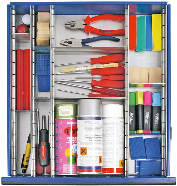 Produktbild von Stumpf Einteilungsset 1 für Schublade H100 mm verzinkt 12-teilig 7001112 4031068158125