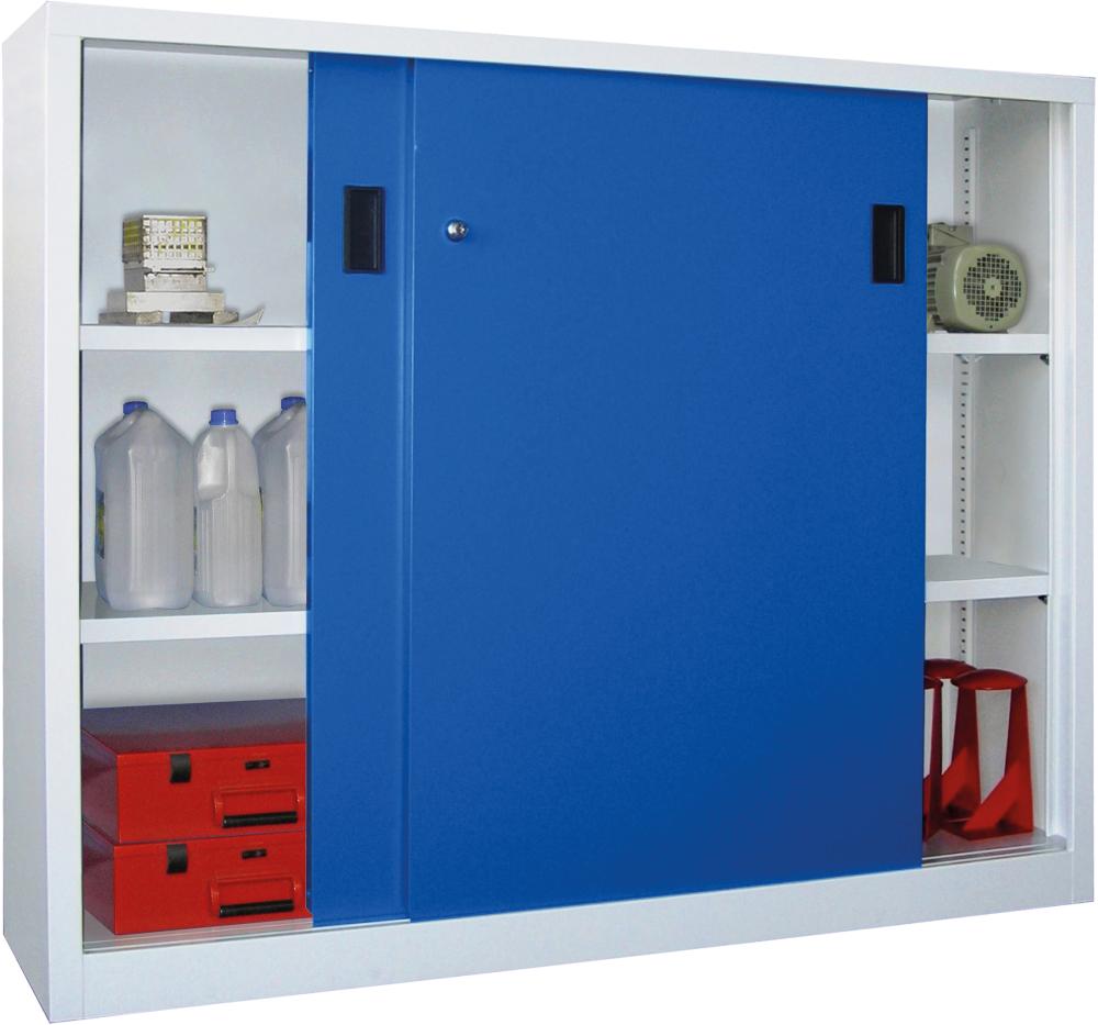 Produktbild von PAVOY Schwerlast-Schiebetürenschrank 1200/400/1500 gepulvert RAL 7035/501 30331-150-401-735512 4053569849111