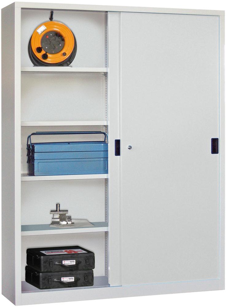 Produktbild von PAVOY Schwerlast-Schiebetürenschrank 1200/600/1500 verzinkt RAL 7035/7016 30331-150-600-735716 4053569850360